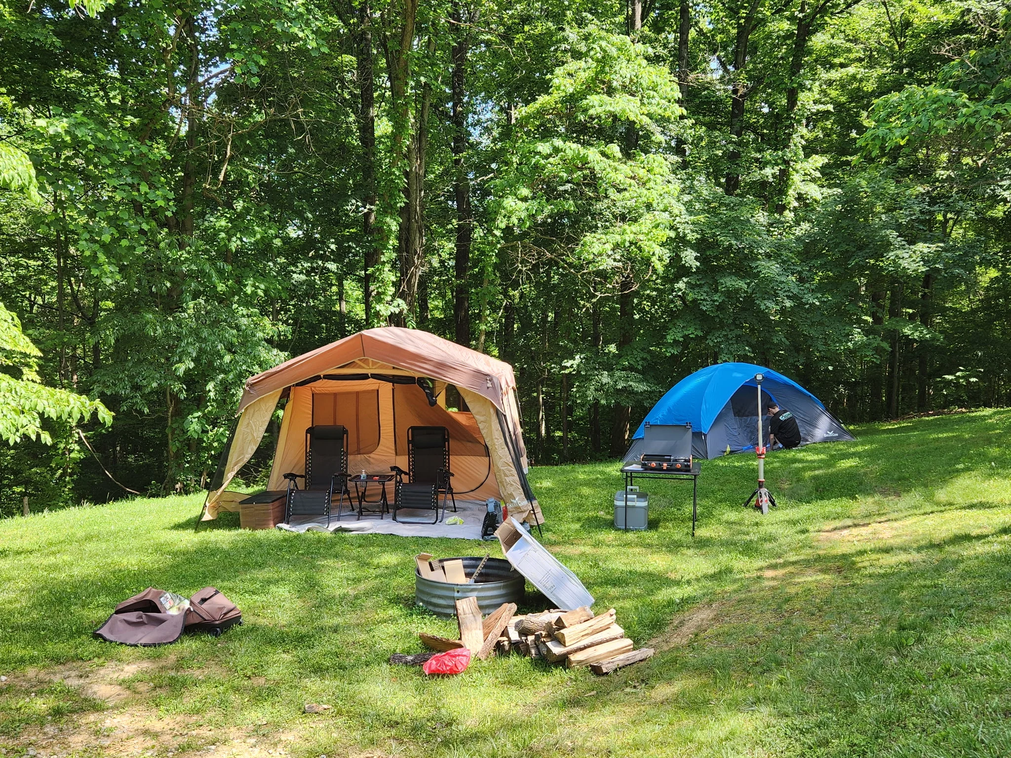 Private tent campsite at Palmerosa Campground near Hocking Hills State Park